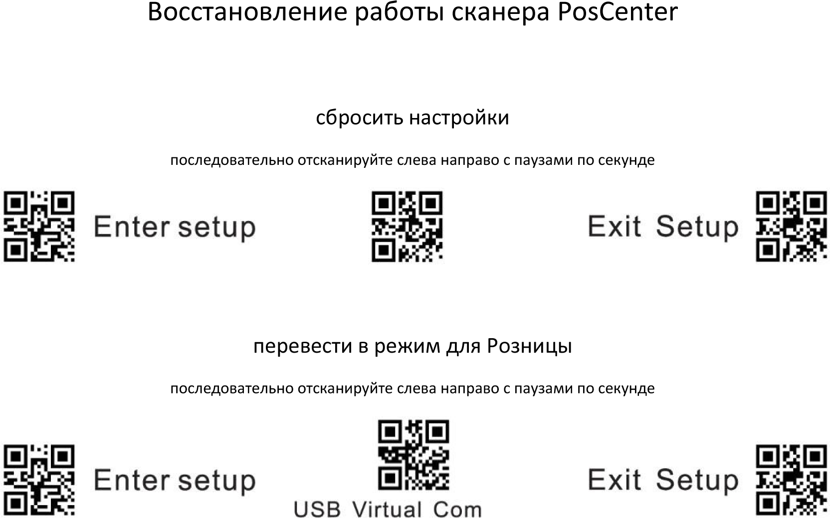 Восстановление работы сканера PosCenter